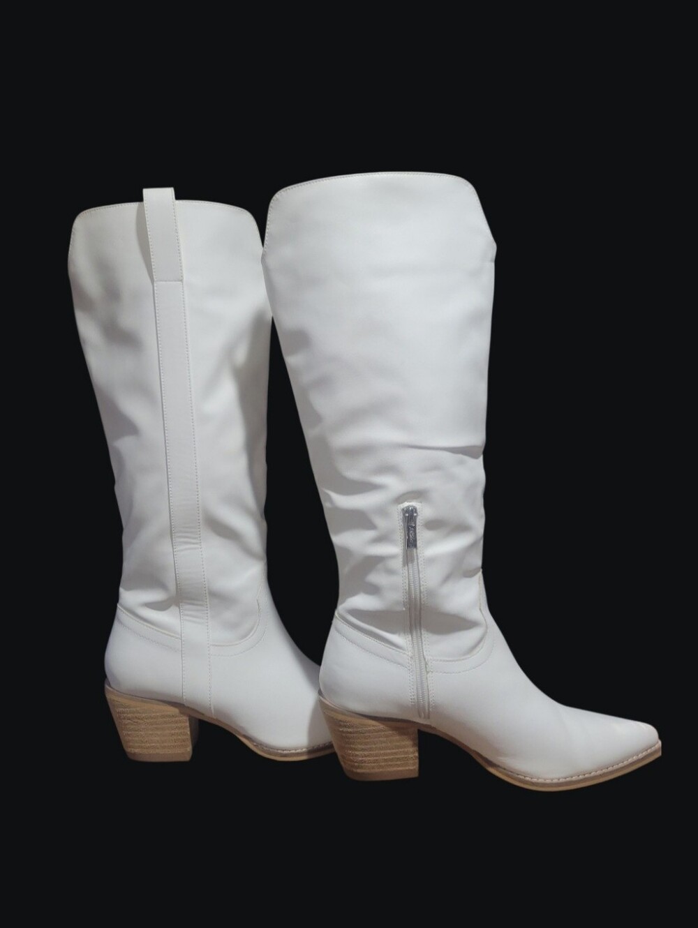 Women's White Knee-High Western Boots